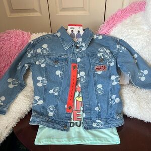 Disney Mickey Mouse Blue Jean Jacket for Kids with short sleeve t-shirt